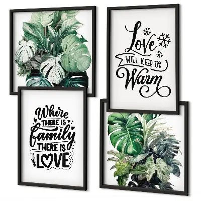 Multi-piece wall decor set featuring family love home watercolor art