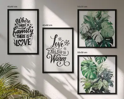 Multi-piece wall decor set featuring family love home watercolor art
