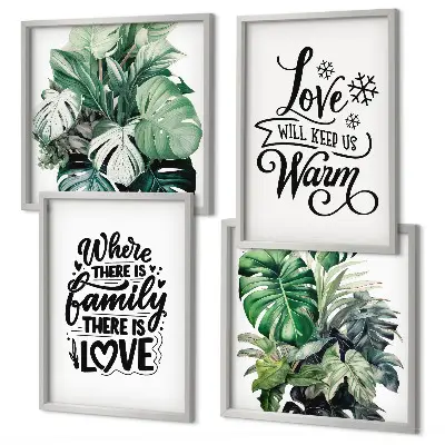Multi-piece wall decor set featuring family love home watercolor art