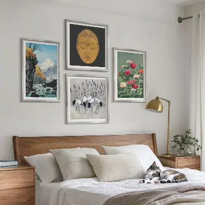 Wall art set featuring a Japanese nature and Japandi style design