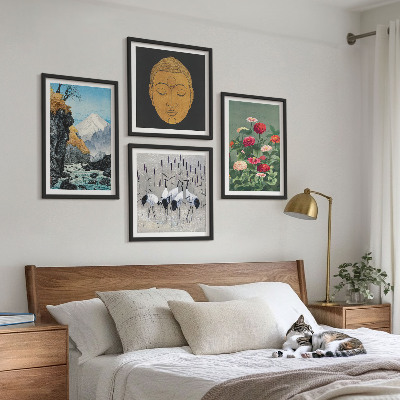 Wall art set Japanese nature and Japandi style