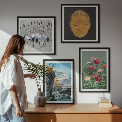 Wall art set Japanese nature and Japandi style