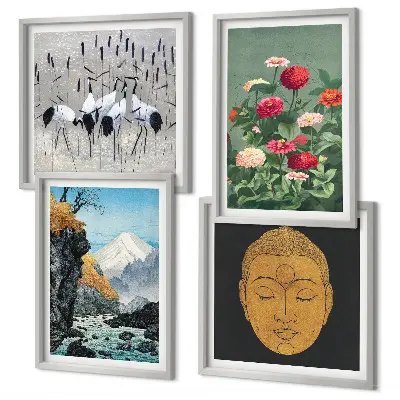 Wall art set featuring a Japanese nature and Japandi style design