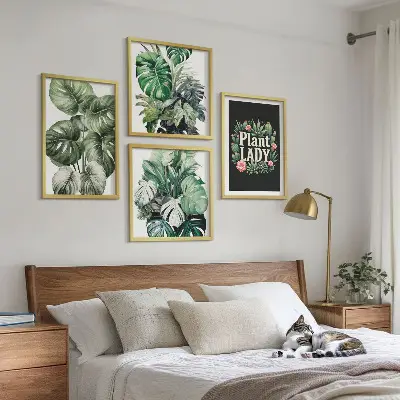 Tropical plants multi-piece wall decor set featuring a plant lady motif
