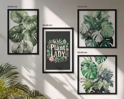 Tropical plants multi-piece wall decor set featuring a plant lady motif