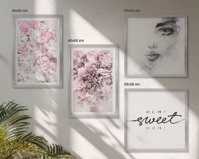Wall art set Peonies portrait of a woman for the home