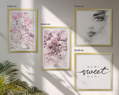 Wall art set Peonies portrait of a woman for the home