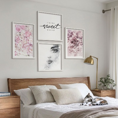 Wall art set Peonies portrait of a woman for the home