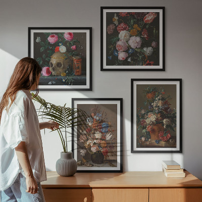 Multi-piece wall decor set Flowers in vases compositions