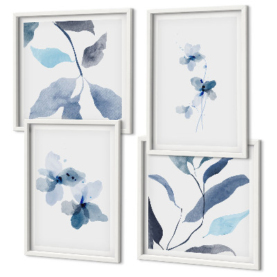 Multi-piece wall decor set Minimalist blue flowers