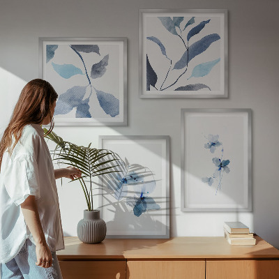 Multi-piece wall decor set Minimalist blue flowers