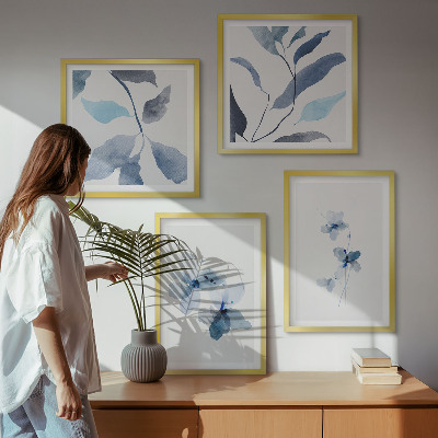 Multi-piece wall decor set Minimalist blue flowers
