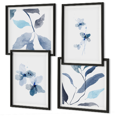 Multi-piece wall decor set Minimalist blue flowers