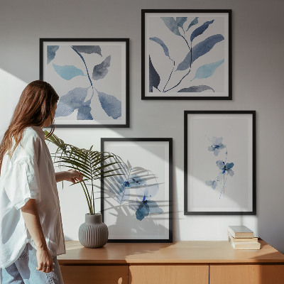 Multi-piece wall decor set Minimalist blue flowers