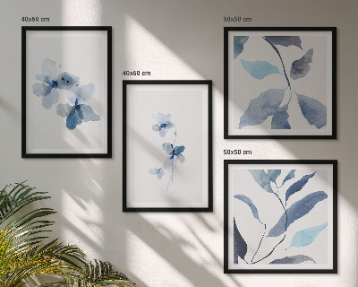 Multi-piece wall decor set Minimalist blue flowers