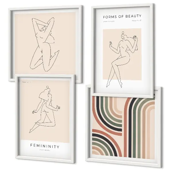 Female silhouettes wall art set of 4 posters