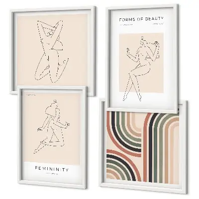 Set of 4 wall art pieces Female silhouettes in posters