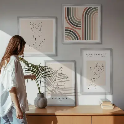 Female silhouettes wall art set of 4 posters
