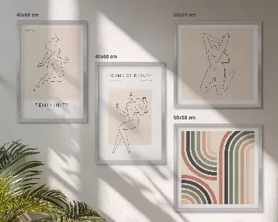 Female silhouettes wall art set of 4 posters