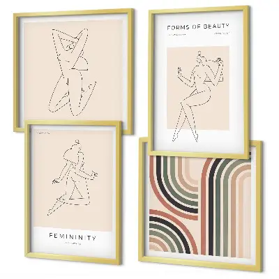 Female silhouettes wall art set of 4 posters