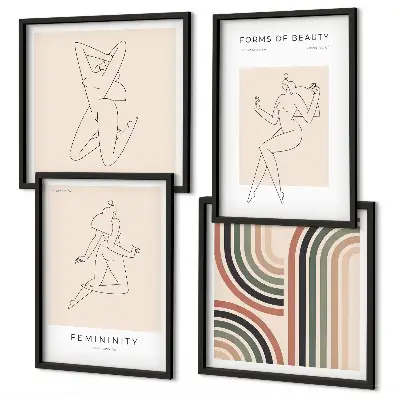 Female silhouettes wall art set of 4 posters