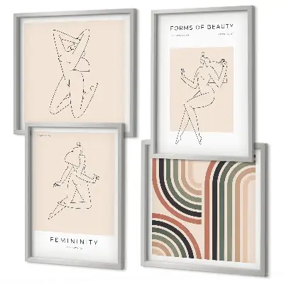 Female silhouettes wall art set of 4 posters