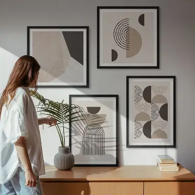 Abstract geometric wall art set patterned wall art