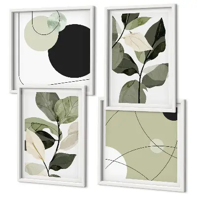 Painted leaves abstract wall art set of 4 pieces