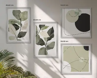 Painted leaves abstract wall art set of 4 pieces