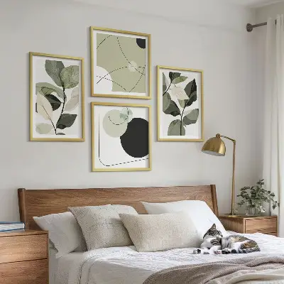 Painted leaves abstract wall art set of 4 pieces