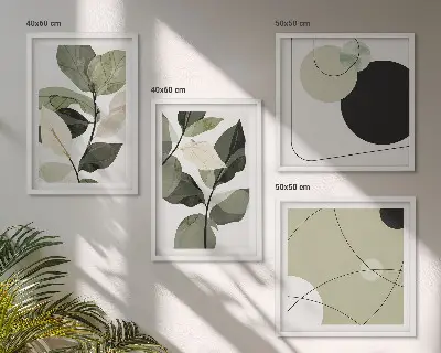 Painted leaves abstract wall art set of 4 pieces