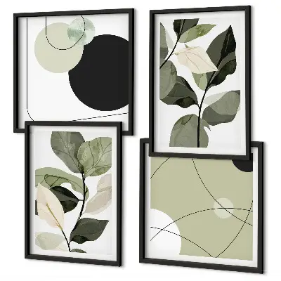Painted leaves abstract wall art set of 4 pieces