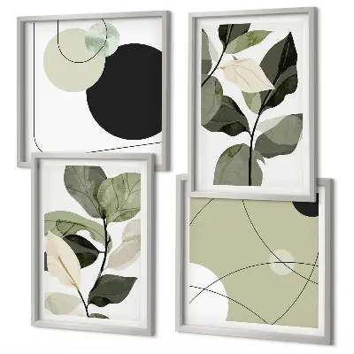 Painted leaves abstract wall art set of 4 pieces