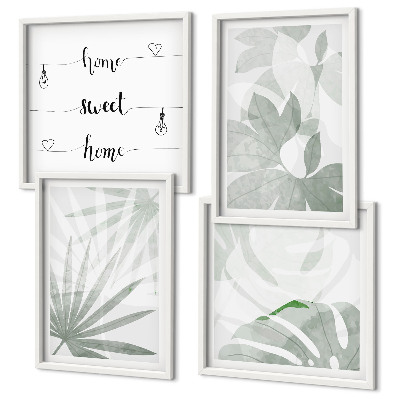 Wall art set The leaves of the plants are greenish-gray