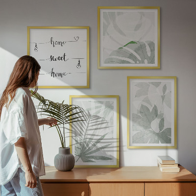 Wall art set The leaves of the plants are greenish-gray