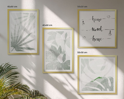 Wall art set The leaves of the plants are greenish-gray