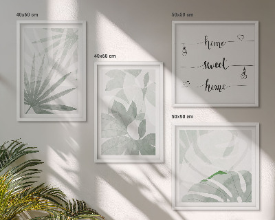 Wall art set The leaves of the plants are greenish-gray
