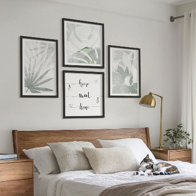 Wall art set The leaves of the plants are greenish-gray