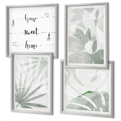 Wall art set The leaves of the plants are greenish-gray