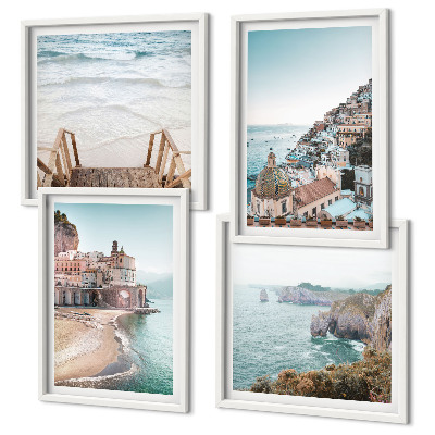 Wall art set Summer pastel beach views