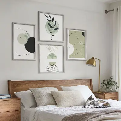 Multi-piece abstract wall decor set with colorful shapes
