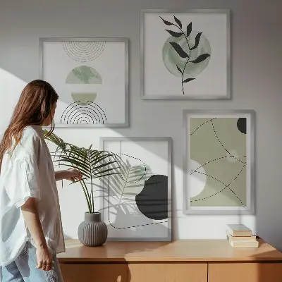 Multi-piece abstract wall decor set with colorful shapes