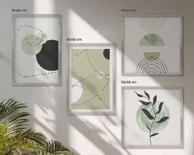 Multi-piece abstract wall decor set with colorful shapes