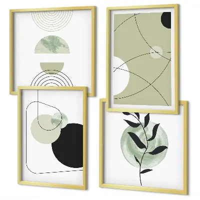Multi-piece abstract wall decor set with colorful shapes
