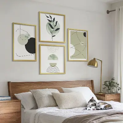 Multi-piece abstract wall decor set with colorful shapes