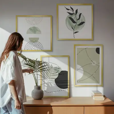 Multi-piece abstract wall decor set with colorful shapes