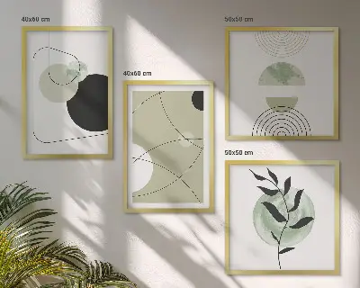 Multi-piece abstract wall decor set with colorful shapes