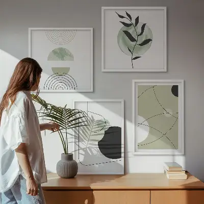 Multi-piece abstract wall decor set with colorful shapes