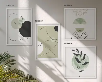 Multi-piece abstract wall decor set with colorful shapes