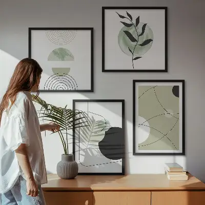 Multi-piece abstract wall decor set with colorful shapes